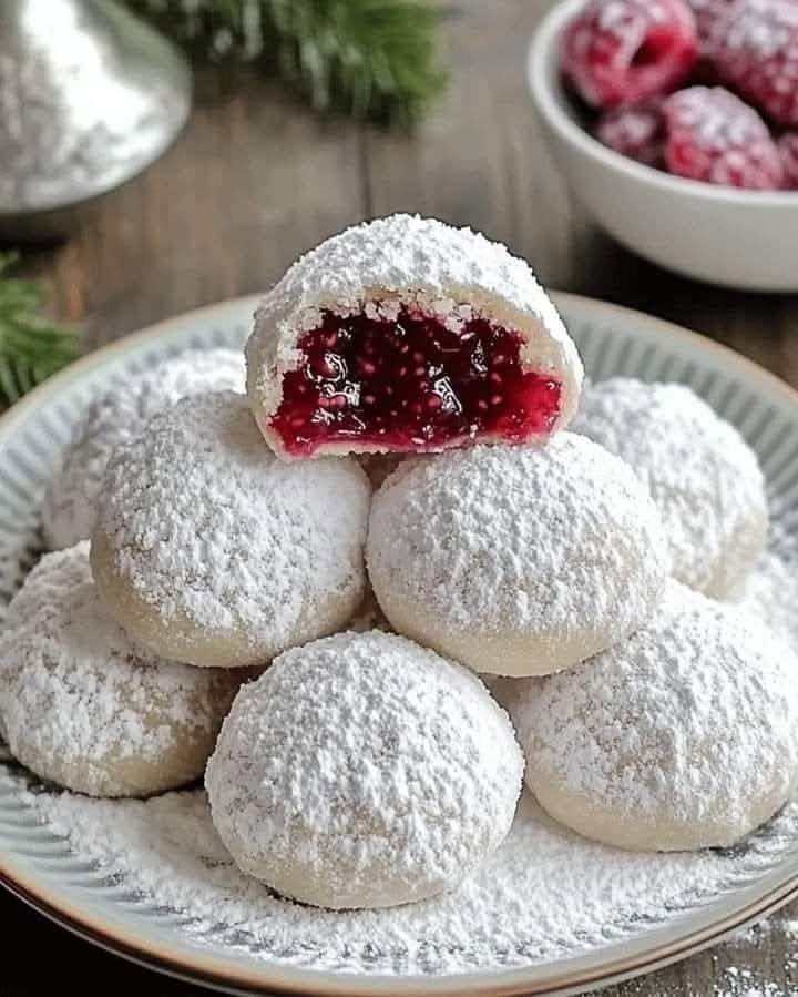 Raspberry-Filled Almond Snow Cookies 518277752_10238723827299012_8847837689173396238_n